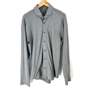 Lululemon Dress Shirt Size Medium Mens Gray Rival Button Up Knit Long Sleeve